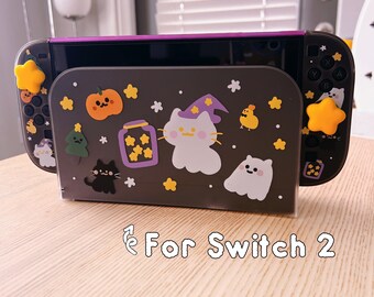 Starry Forest Cute Dock Covers for Nintendo Switch 2, Switch 2 Accessories shell, purple green pink kawaii dock covers