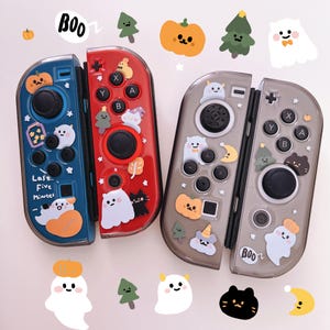 Starry Forest Cute Halloween Switch Joycon shell cases, Soft kawaii switch Oled joycon skin, tpu clear blackspooky nintendo joy-con cover