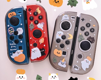 Starry Forest Cute Halloween Switch Joycon shell cases, Soft kawaii switch Oled joycon skin, tpu clear blackspooky nintendo joy-con cover