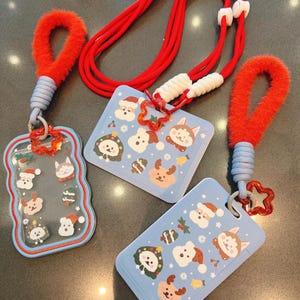 Porta badge natalizio con cordino a forma di foresta stellata, grazioso portacarte blu, cordino blu per insegnanti, accessorio invernale per insegnanti, regalo per lei