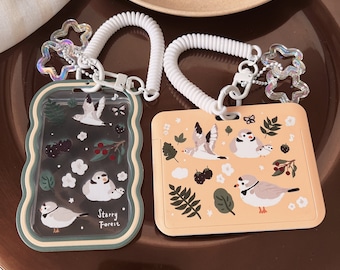 Starry Forest Birds ID Badge Holder with Lanyard, Retractable Clear Card Holder, Stretchable teacher lanyard, cute accessory, Gift for her