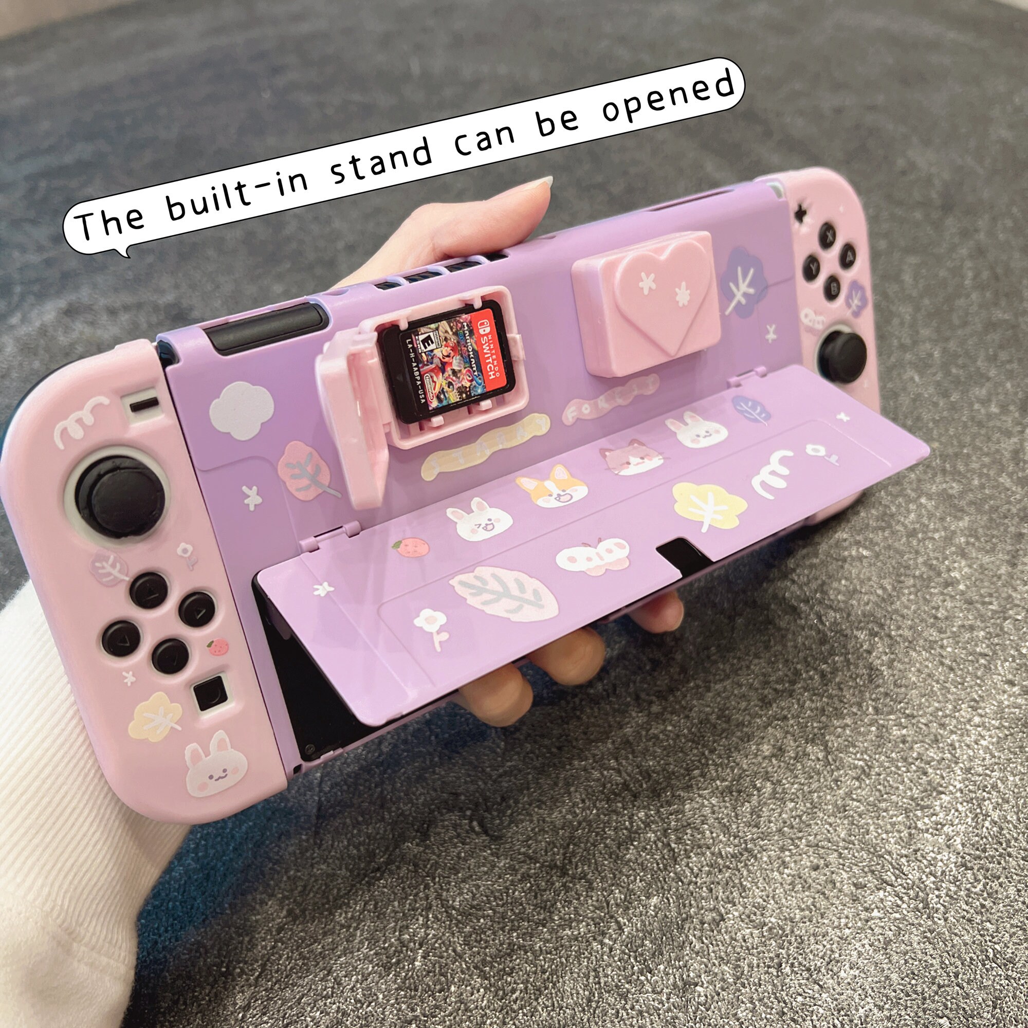 Starry Forest Cute Bunny Cat Switch OLED Case With Game Card