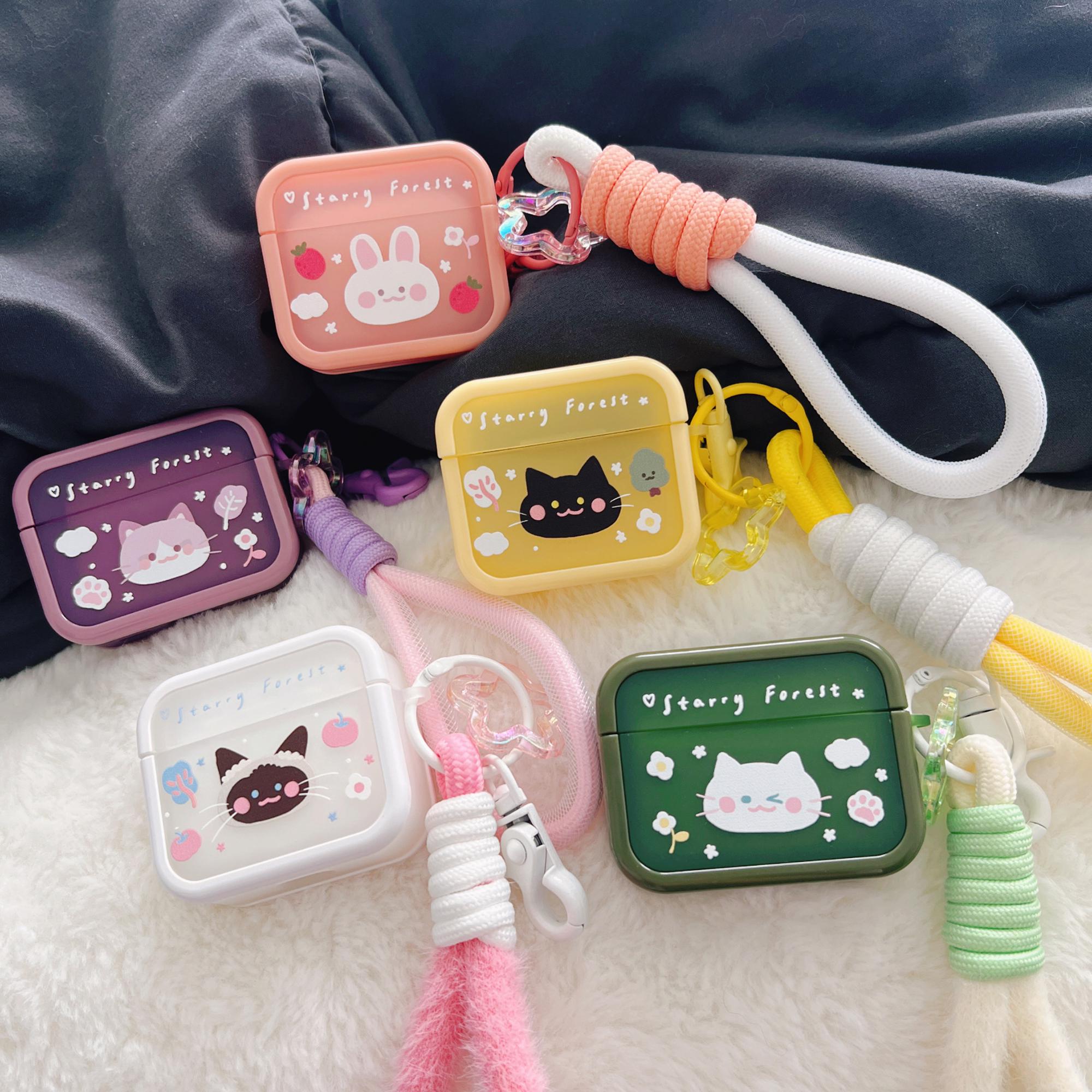 Starry Forest Cute Cat Rabbit Case for Airpods 1st/2nd/3rd/4th