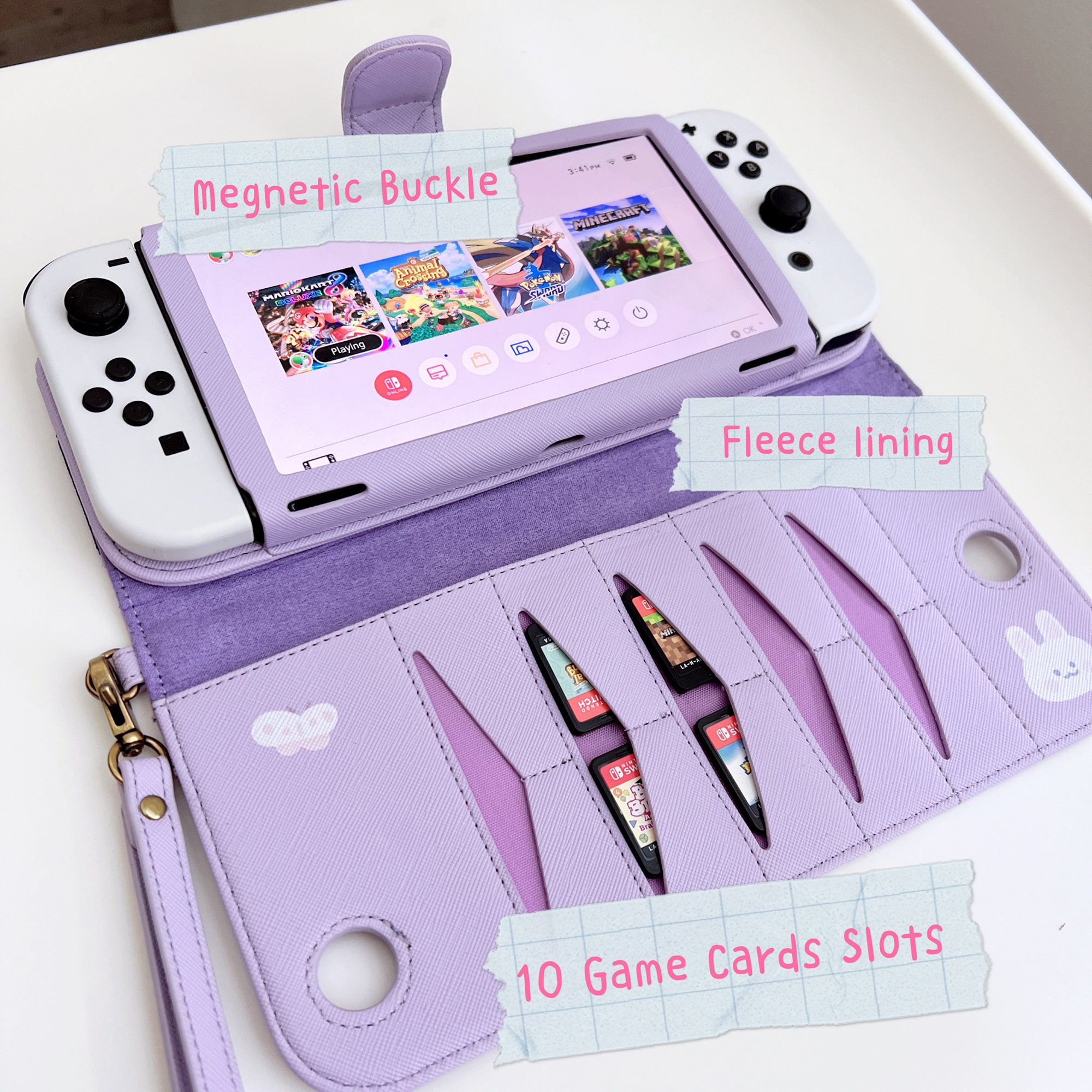Starry Forest Leather Case for Nintendo Switch OLED, Cute PU