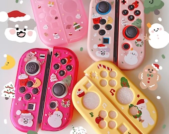 Starry Forest Cute Christmas cases for Switch 2 joycon, Soft kawaii switch Oled joycon skin shell, tpu clear nintendo joy-con pink cover