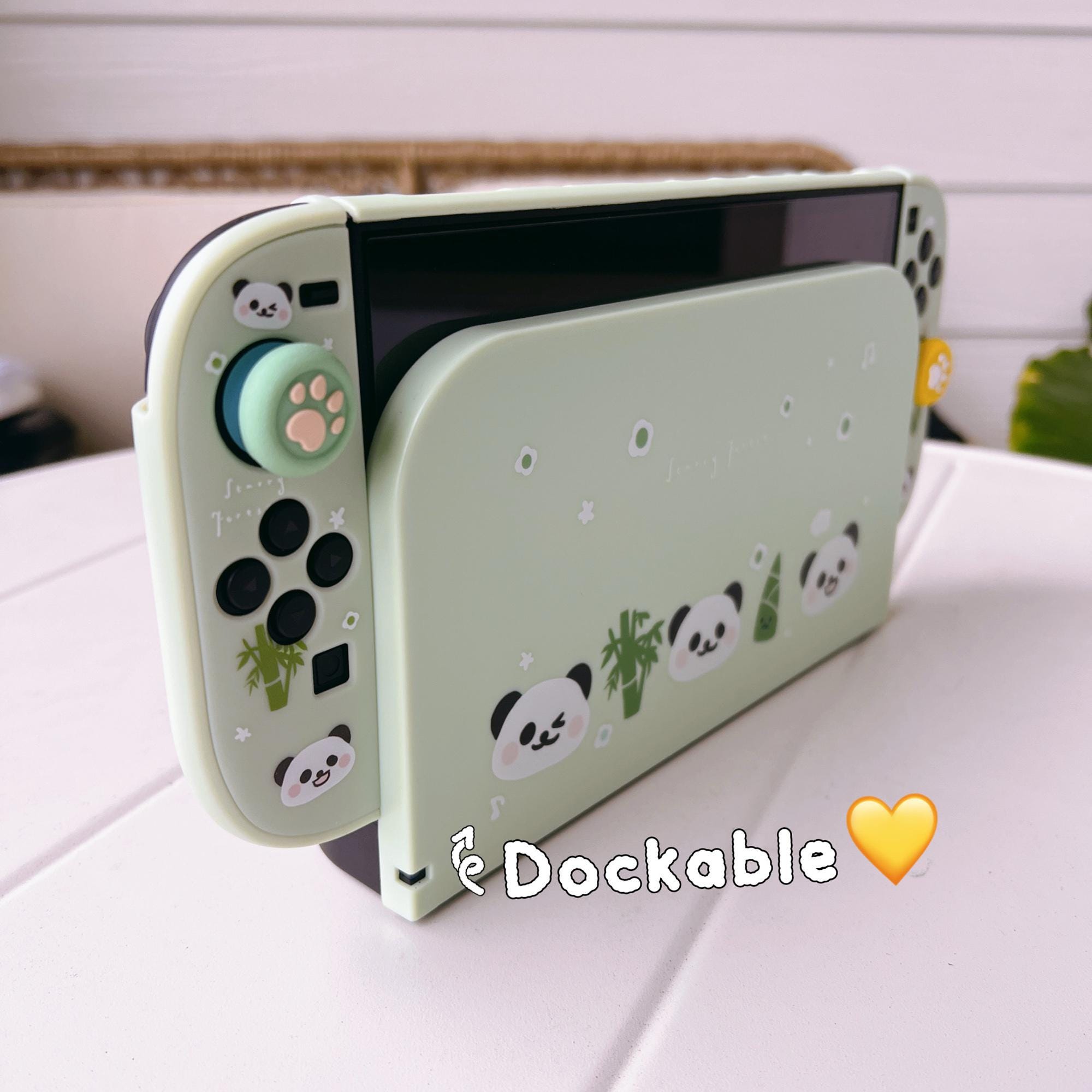 星空の森パンダグリーンケース（Nintendo Switch 2用）、ドック対応の