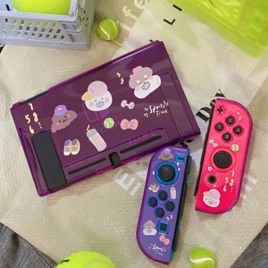 Starry Forest cute sports dog Nintendo Switches case, kawaii purple switch accessories cover skins TPU joycon shell, summer cool switch