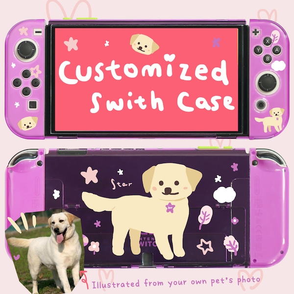 Custom Case for Nintendo Switch of your pets, Switch 2 Oled lite cover, Personalized switch accessories shell, cute gift for dog cat lover