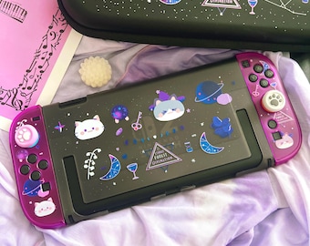 Starry Forest Cat Divination Case for Nintendo Switch 2 — cute dockable hard shell, Dreamy Original Animal Design