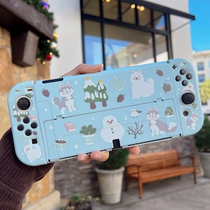 Funda Starry Forest Winter Husky para Nintendo Switch 2, OLED, Lite, bonita funda navideña azul para Switch, diseño de samoyedo kawaii