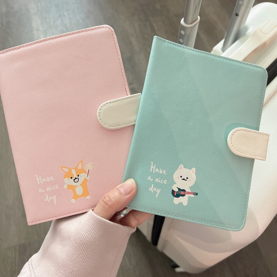 Passport Holder, Cute Passport Cover, PU Leather Pink Dog Passport