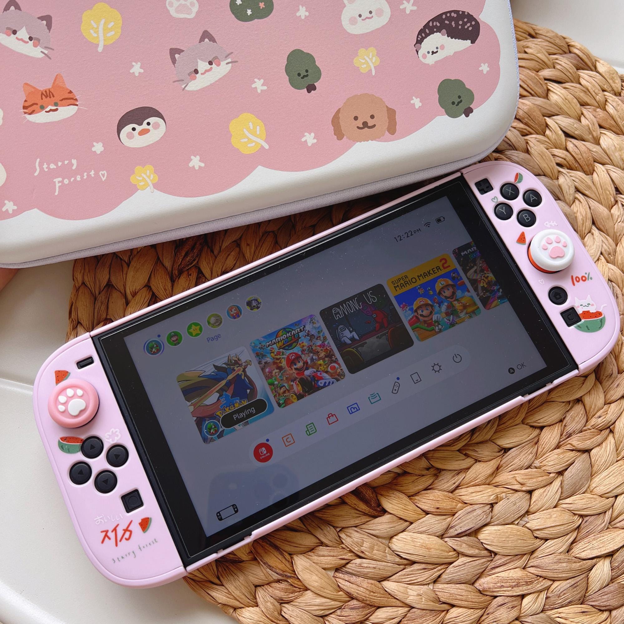 Starry Forest Watermelon Cat Case for Nintendo Switch 2, Cute Pink
