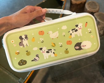 Starry Forest Farm Friends Carrying Bag for Switch 2, Accessories for Nintendo switch 2, Kawaii green Switch sleeve, Switch 2 pouch