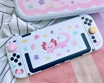 Starry Forest Axolotl Case for Nintendo Switch 2, Cute White