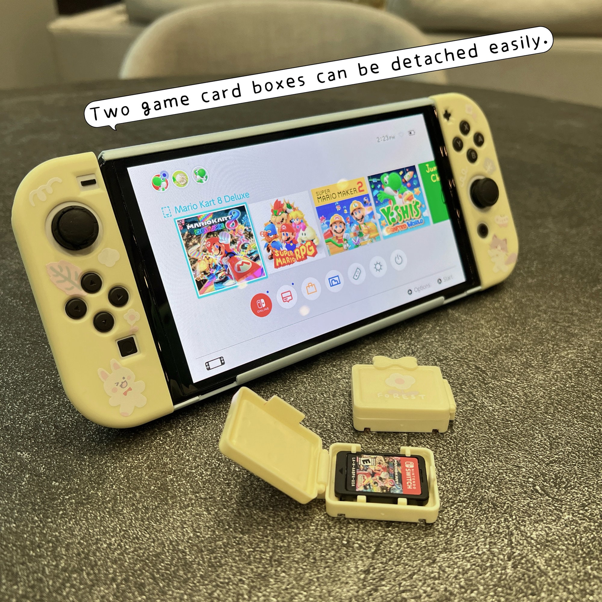 Starry Forest Cute Bunny Cat Switch OLED Case With Game Card Boxes