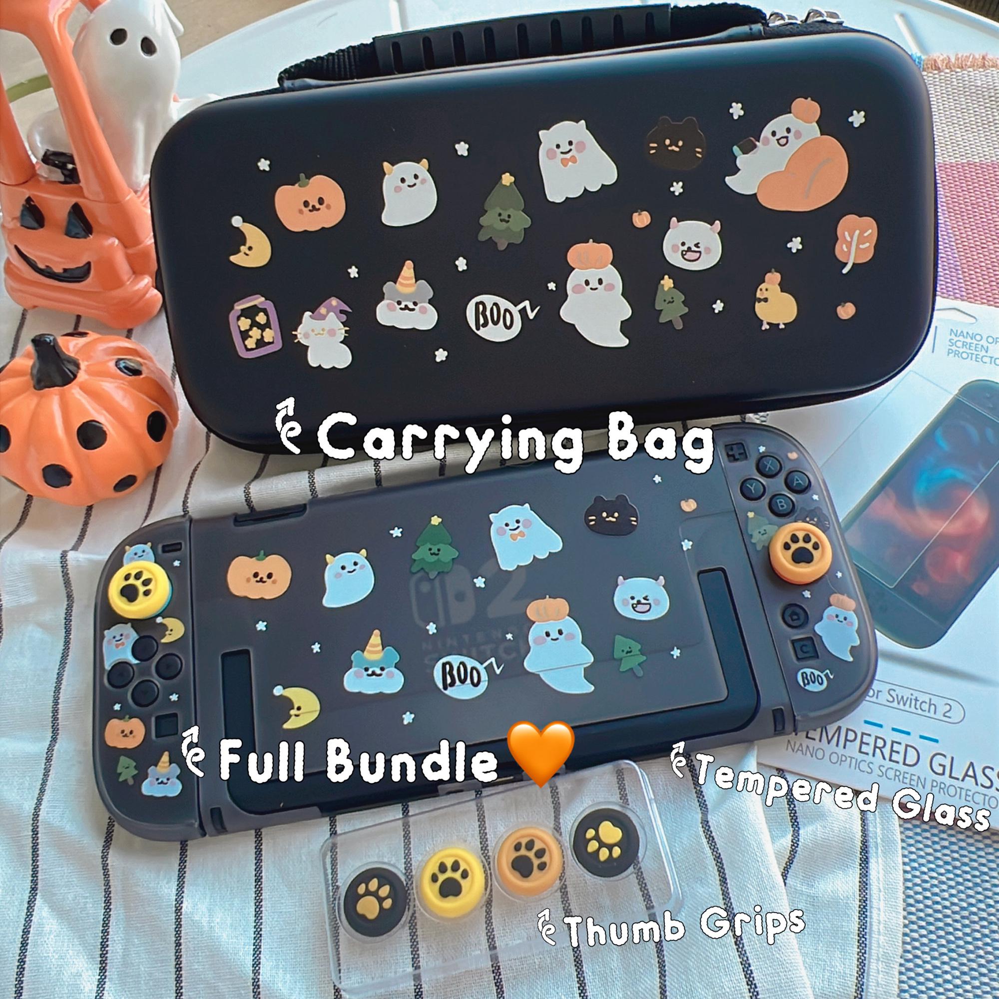 Starry Forest Halloween Nintendo Switch 2 Case, Kawaii Dog Cat