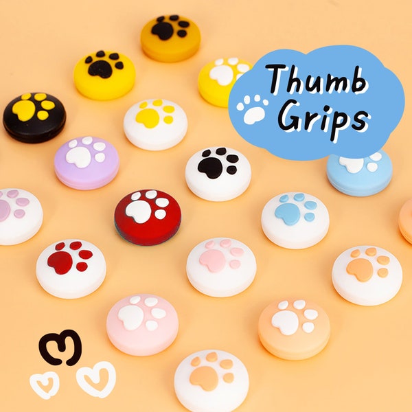 Cute Cat paw thumb grips, 4 pcs/pack, kawaii nintendo switch accessories, pink purple soft thumb grips for switch oled lite