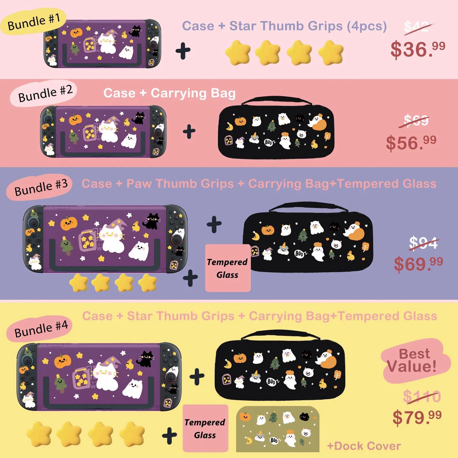 Nintendo Switch 2用 星空の森の魔法使い猫ケース、ドッキング可能な