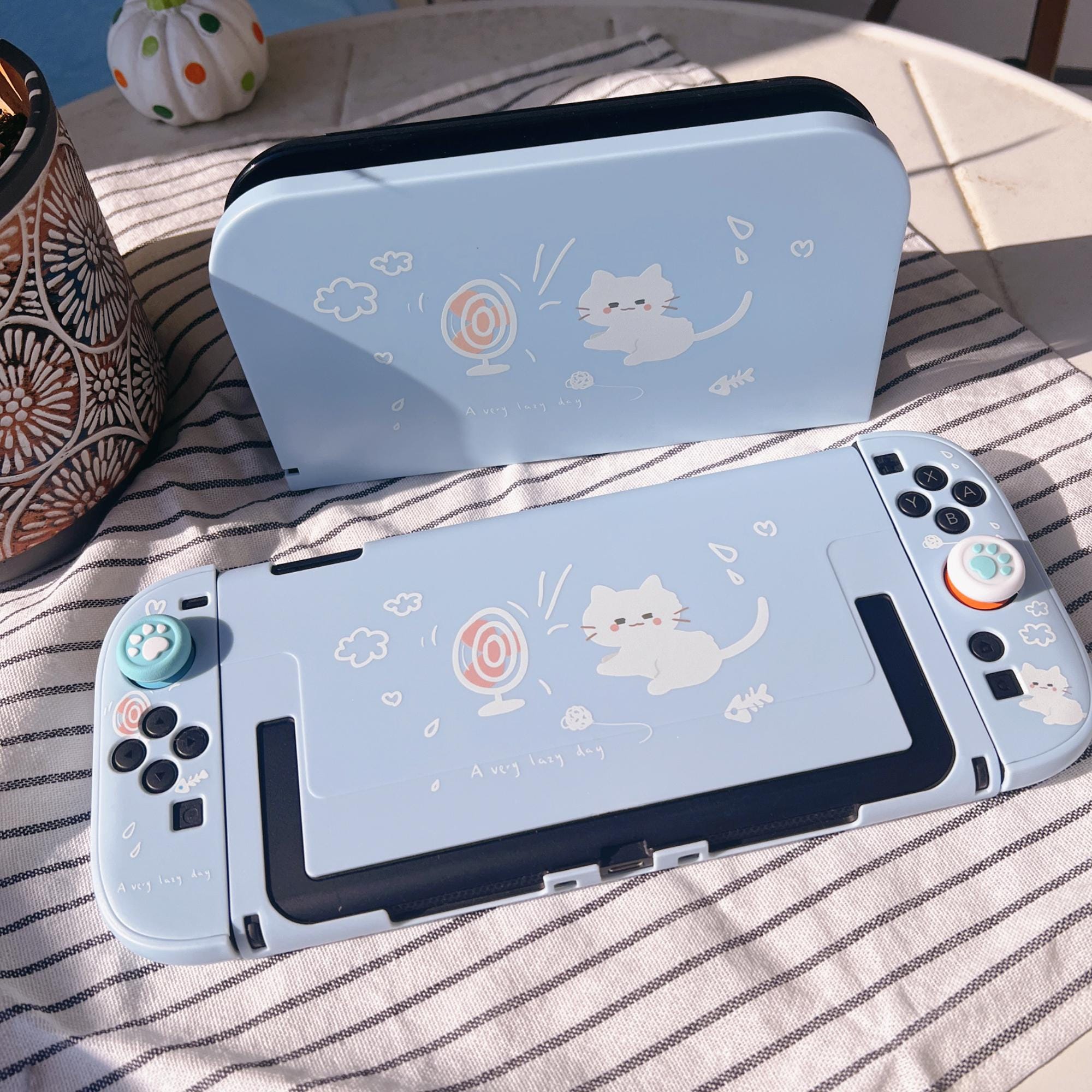 Starry Forest Breeze Cat Case for Nintendo Switch 2, Cute Blue