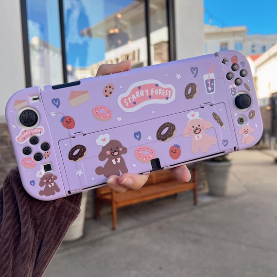 Starry Forest Poodle Bakery Case for Nintendo Switch, Cute Purple
