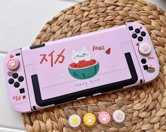 Starry Forest Watermelon Cat Case for Nintendo Switch 2, Cute Pink