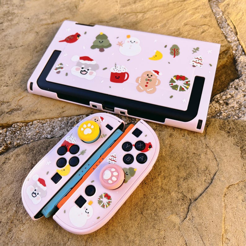 Starry Forest Cozy Christmas Hülle für Nintendo Switch 2, Pinke Switch Oled Zubehör, niedliche kawaii Hülle für Nintendo, Geschenk für Gamer Bild 7