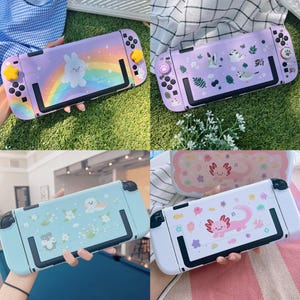 Starry Forest Case for Switch 2, Cute hard plastic Nintendo switch 2 shell, Kawaii Switch cover skin accessories, pink purple cat dog case image 4