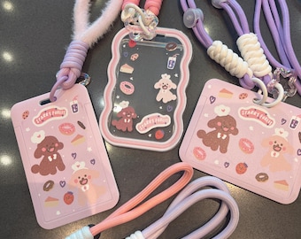 Starry Forest Poodle Bakery ID Badge Holder with Lanyard, Purple pink Cute Card Holder, teacher lanyard, teacher accessory, gift for her