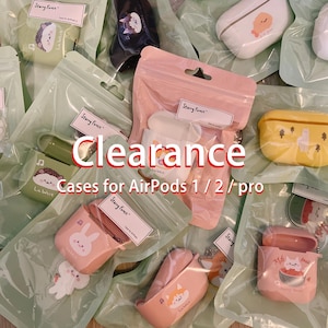 CLEARANCE!! Cute Case for AirPods 1/2/pro Generation, kawaii pink animal cat dog airpods cases with keychain charm