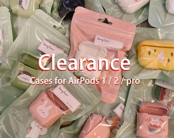 CLEARANCE!! Cute Case for AirPods 1/2/pro Generation, kawaii pink animal cat dog airpods cases with keychain charm