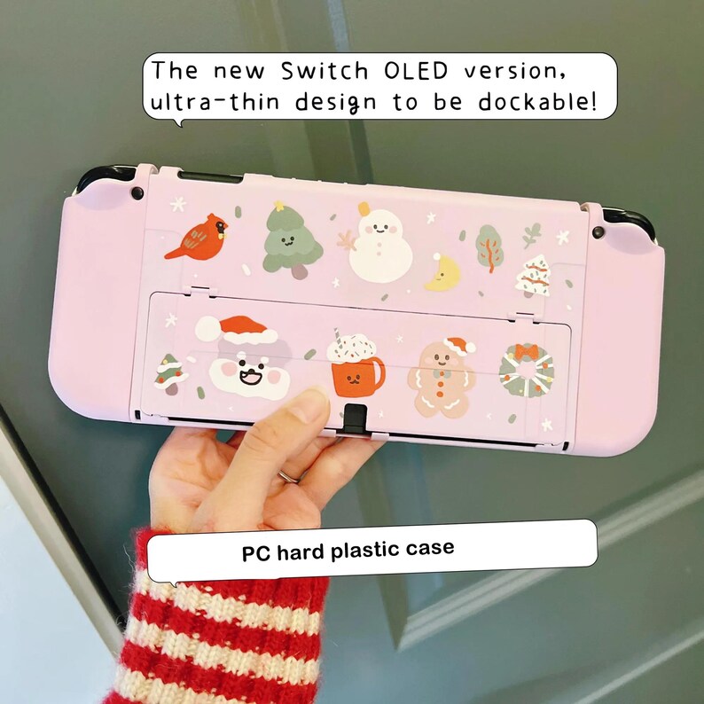 Starry Forest Cozy Christmas Hülle für Nintendo Switch 2, Pinke Switch Oled Zubehör, niedliche kawaii Hülle für Nintendo, Geschenk für Gamer For Switch Oled
