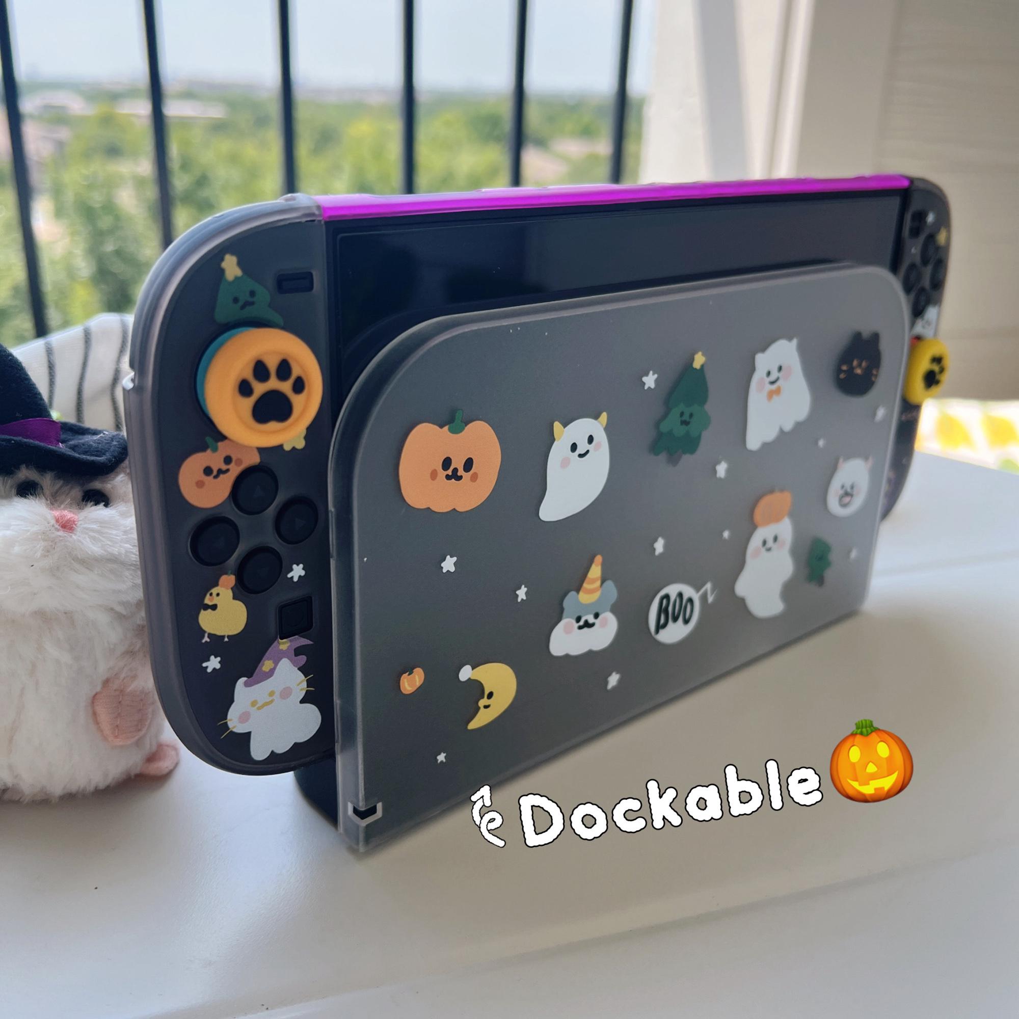 Nintendo Switch 2用 星空の森の魔法使い猫ケース、ドッキング可能な