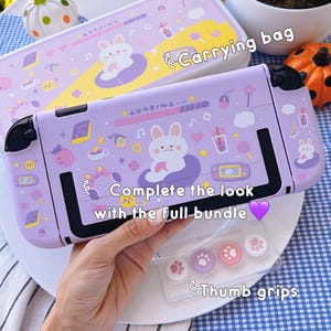 Starry Forest Case for Switch 2, Cute hard plastic Nintendo switch 2 shell, Kawaii Switch cover skin accessories, pink purple cat dog case image 6