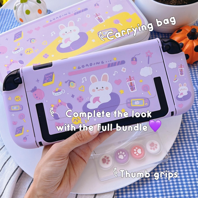Starry Forest Case for Switch 2, Cute hard plastic Nintendo switch 2 shell, Kawaii Switch cover skin accessories, pink purple cat dog case image 6