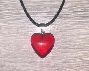 Beautiful Handmade Red Heart Pendant With Waxed Cord,  Heart, Love, Red Heart Necklace, Anniversary/Valentine/Christmas/Mother’s Day gift