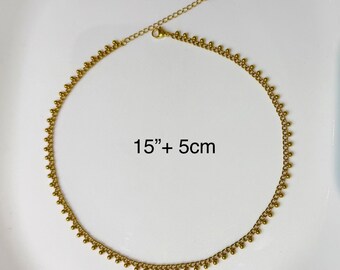 Choker, No fade in normal use Gold Choker, Stainless steel Handmade Choker, Dangling Dotted Choker, Birthday / Christmas Gift