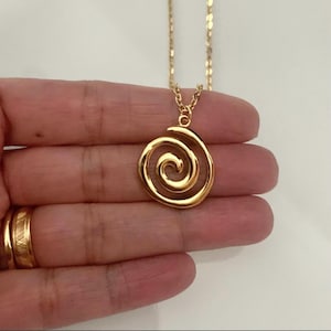 Spiral Necklace, Stainless Steel Swirl Necklace, Spiral Gold tone handmade Necklace, Gift for Her, Anniversary/Valentine/Birthday Gift