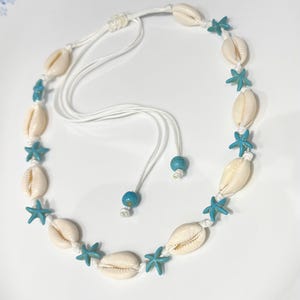 Cowrie Shell Choker Necklace with Starfish Accents (Adjustable)