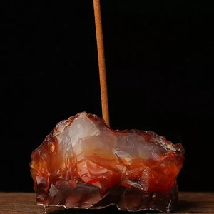 Red Agate Natural Stone Crystal Incense Holder | Feng Shui | Healing Stone | Chakra | Gemstone | Positive Energy | Relationships | Gift