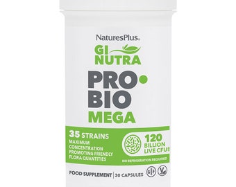 Natures Plus Mega Probióticos/Salud Intestinal/Bacterias Buenas/18 Cepas/120 Mil Millones de Cultivos