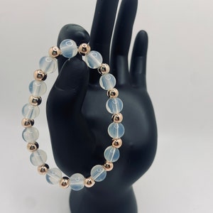 Cloudy White Beaded Bracelet with Rosegold Spacer Beads