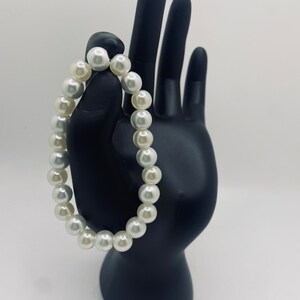 Faux Pearl and White Round Bead Bracelet