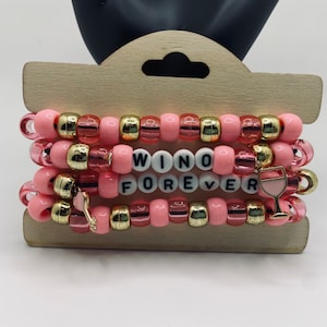 Wino Forever Johnny Depp Trial Support Bracelet Set with Pink and Gold Enamel Charms