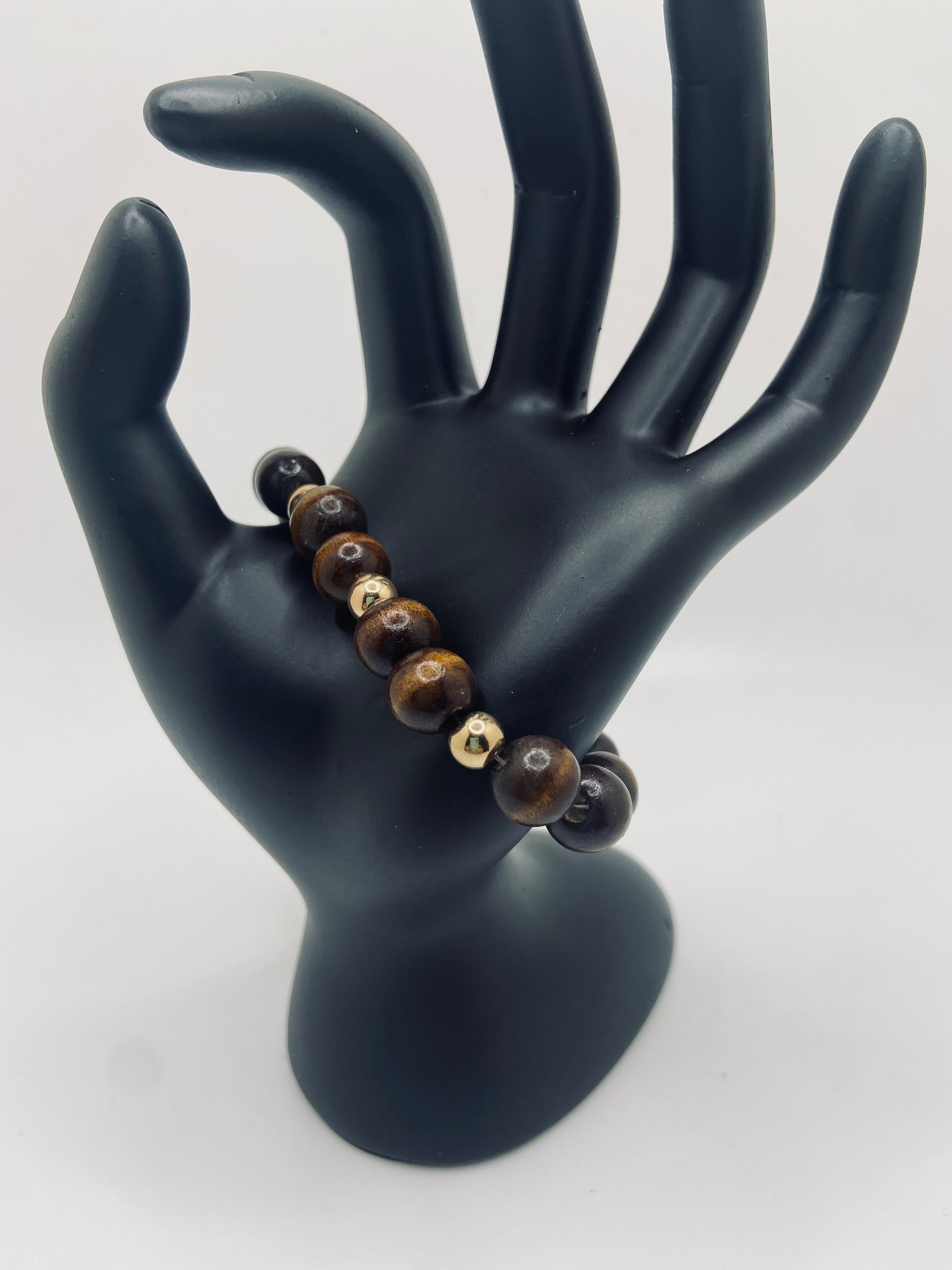 Men's Wood W/gold Spacers Bracelet 