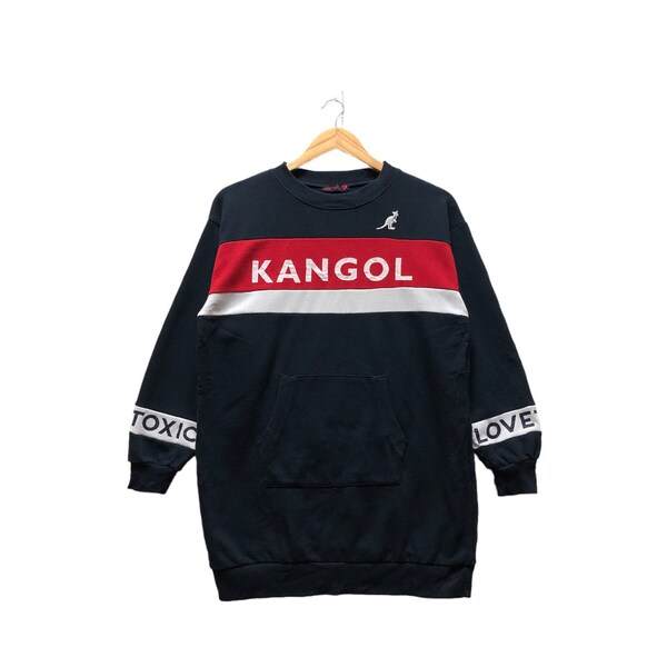 Rare!! Vintage Kangol Lovetoxic Sweatshirt Small Logo Embroidery Spellout Jumper Kangol England