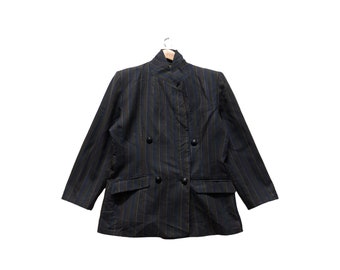 Rare!! Mimiu Stripes Button Blazer Double pockets Plain Jumper Sweater Hip Hop Swag