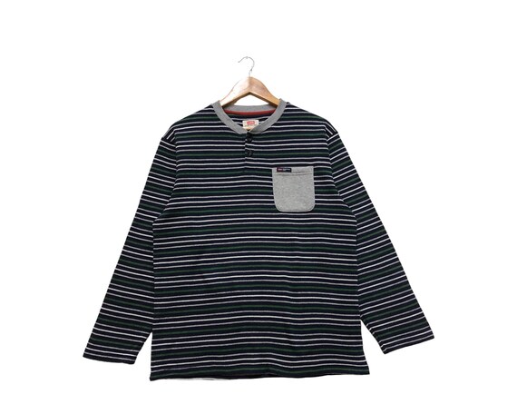 Rare!! Vintage Edwin Long Sleeve Half Button Plain Single Pocket 