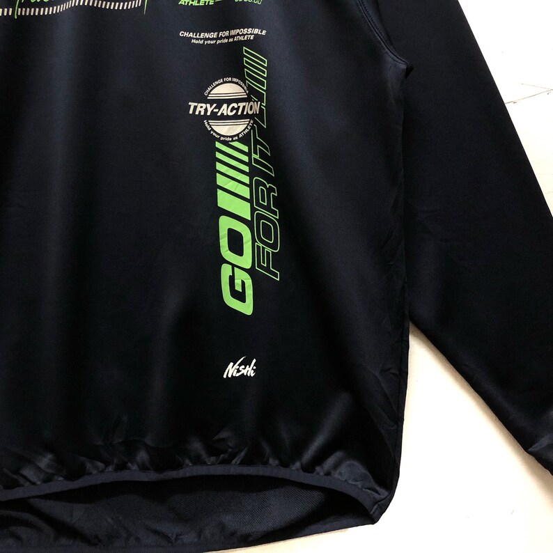Rare Nishi Athletic Equipment Long Sleeve Biglogo Spellout Sportwear