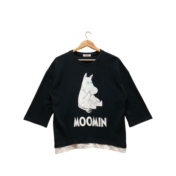 Rare!! Vintage Moomin Long Sleeve Cartoon Big Logo Spell out Japanese Anime Pullover Jumper Sweater