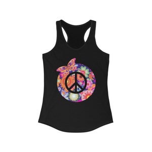 60s, 70s, Peace Sign, Flower Women's Racerback Tank (plus avail)